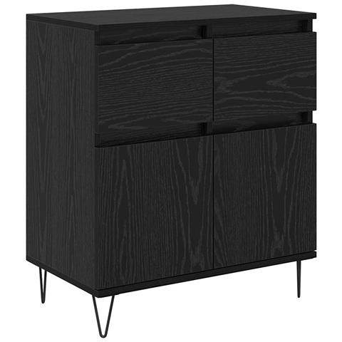 Credenza con cassetto Rovere Nero 60 x 35 x 70 cm - Foto 1