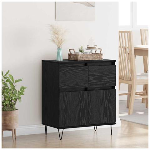 Credenza con cassetto Rovere Nero 60 x 35 x 70 cm - Foto 2