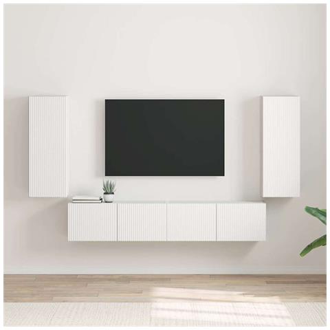 Mobile TV da parete 2 pcs Bianco 30 x 31 x 80 cm - Foto 2
