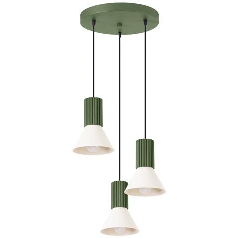 Lampada A Sospensione Estria 3p Beige /verde Oliva Sl. 1873 - Soppalco Lampada A Sospensione Beige /verde Oliva 120x30x30 Cm - Foto 2