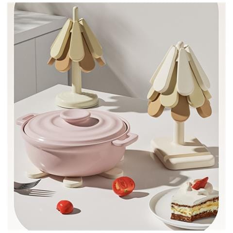 Set Di Sottopentola In Silicone Con Base Quadrata, 3 Pezzi - Design Ad Albero Di Natale Termoresistente E Antiscivolo - Foto 2
