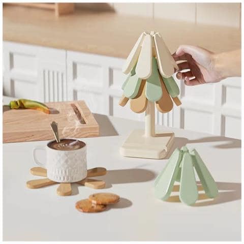 Set Di Sottopentola In Silicone Con Base Quadrata, 3 Pezzi - Design Ad Albero Di Natale Termoresistente E Antiscivolo - Foto 4