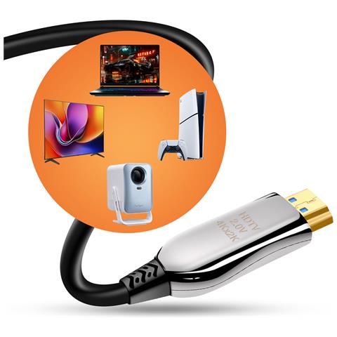 Cavo Hdmi 2.0 A Hdmi 2.0 Ultra Hd 4k In Fibra Ottica Fino A 18 Gbps 30 M, Nero - Foto 2