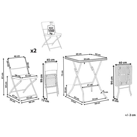 Set Bistrot Pieghevole Trappeto Nero - Foto 7