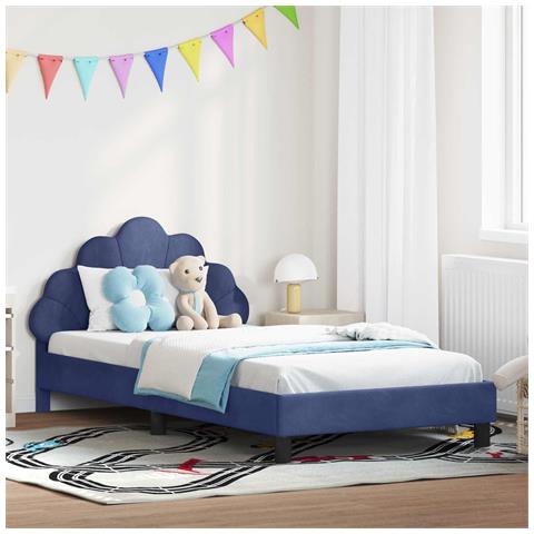 Struttura letto bambini con testata Blu Polizia 80 x 200 cm - Foto 2