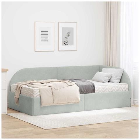 Struttura Letto Angolare con Materasso 2 pcs Grigio chiaro - Foto 2