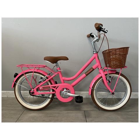 Bici Da Bambina Stile Vintage Misura 16 Bicicletta Bimba Senza Cambio 1v Completa Di Accessori Con Cestino E Luci A Led - Fuxia - Foto 1