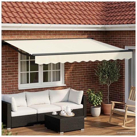 Cornice per Tenda Manuale con LED Crema e Antracite 3 x 2 m - Foto 2