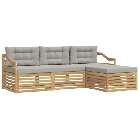 Set di divani da esterno 4 pcs Bianco e Grigio Chiaro - Foto 1