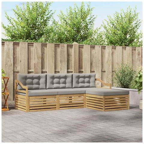 Set di divani da esterno 4 pcs Bianco e Grigio Chiaro - Foto 2