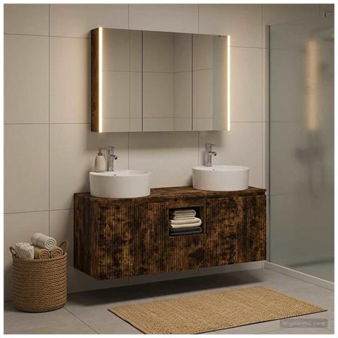 Set di Armadi da Bagno 4 pcs Rovere Fumo Legno ingegnerizzato - Foto 2
