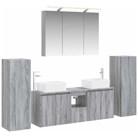 Set di mobili per il bagno 6 pcs Sonoma grigio - Foto 1