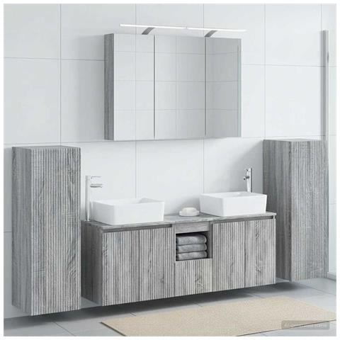 Set di mobili per il bagno 6 pcs Sonoma grigio - Foto 2