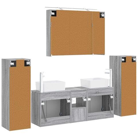 Set di mobili per il bagno 6 pcs Sonoma grigio - Foto 9