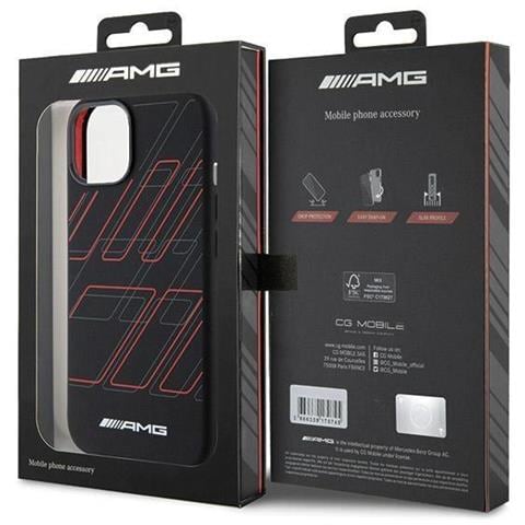 Amg Custodia Magsafe In Silicone Con Grande Motivo A Rombi Per Iphone 15 Plus / 14 Plus - Nera - Foto 1