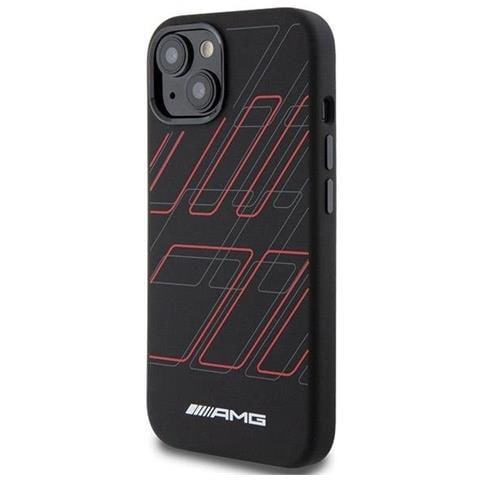 Amg Custodia Magsafe In Silicone Con Grande Motivo A Rombi Per Iphone 15 Plus / 14 Plus - Nera - Foto 2