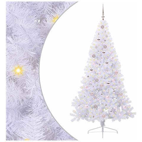 Albero di Natale artificiale Bianco 210 cm PVC e Acciaio - Foto 1