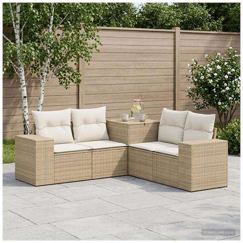 Set di divani 5 pz Beige e Bianco Crema - Foto 2