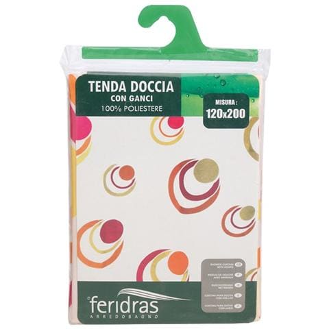 Tenda di protezione per doccia in poliestere 120 x 200 con fantasia a pois - Foto 1