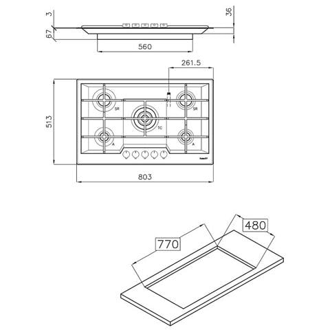 Piano Cottura 7600 032 a Gas in Acciaio Inox 5 Fuochi Gas Colore Inox - Foto 2