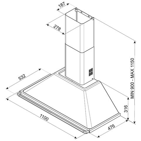 Cappa KTR110XE a Parete Estetica Victoria da 110 cm Aspirante Colore Inox Satinato - Foto 3