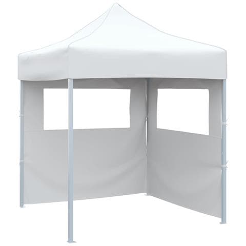 Gazebo Pieghevole Professionale 2 Pareti 2x2m Acciaio Bianco - Foto 1