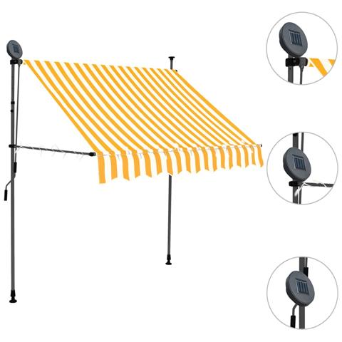 Tenda da Sole Retrattile Manuale LED 150 cm Bianca e Arancione - Foto 8