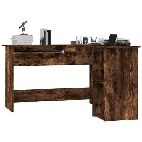 Scrivania Angolare Rovere Fumo 120x140x75 Cm Legno Multistrato - Foto 2