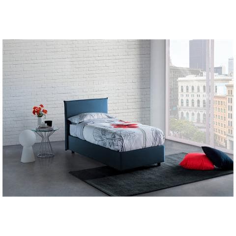 TALAMO ITALIA Letto Singolo Cira Letto Contenitore Con Rivestimento In Tessuto 100% Made In Italy Apertura Frontale Adatto Per Materasso Cm 90x200 Blu TALAMO ITALIA Letto Singolo Cira Letto Contenitore Con Rivestimento In Tessuto 100% Made In Italy Apertura Frontale Adatto Per Materasso Cm 90x200 Blu