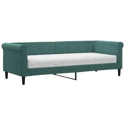 Divano Letto Con Materasso Verde Scuro 80x200 Cm In Velluto - Foto 1
