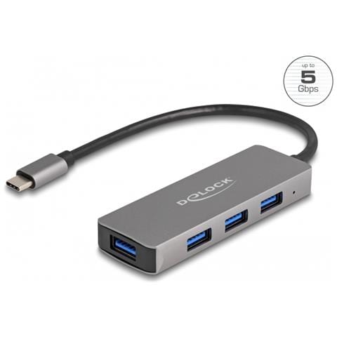 Hub a 4 porte USB 5 Gbps con connettore USB Type-C - Porte USB Tipo-A laterali - Foto 1