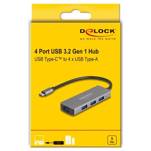 Hub a 4 porte USB 5 Gbps con connettore USB Type-C - Porte USB Tipo-A laterali - Foto 2