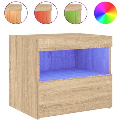 Comodino Con Luci Led Rovere Sonoma 50x40x45 Cm - Foto 2
