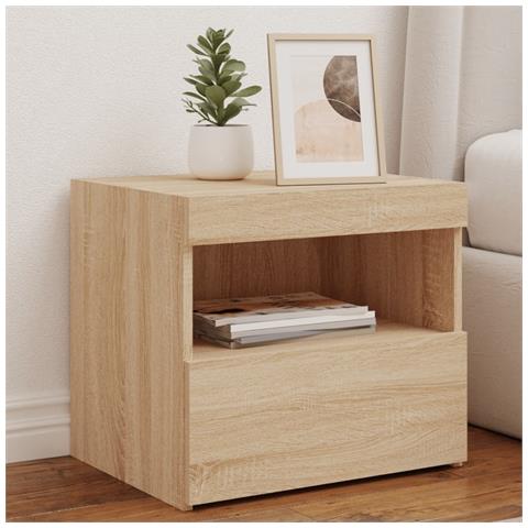 Comodino Con Luci Led Rovere Sonoma 50x40x45 Cm - Foto 1