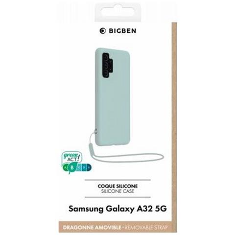 Cover Silicone Per Samsung A32 5g Con Cordino Da Polso Abbinato, Azzurro - Foto 2