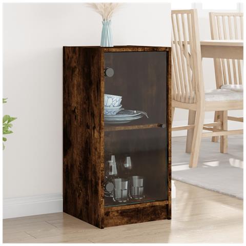 Mobile Con Ante In Vetro Rovere Fumo 35x37x75,5 Cm - Foto 1