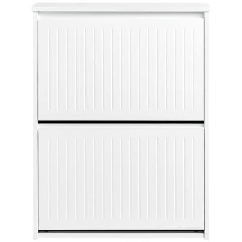 Scarpiera Con 2 Ribalte E 4 Ripiani Scarpiera Con Scomparto Aggiuntivo Portascarpe Salvaspazio Bianco 61x26x81cm Fsr165-k-w - Foto 1