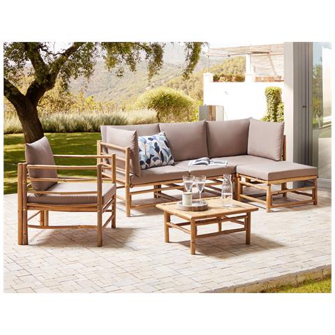 Set Da Giardino Con Tavolo 5 Posti Cerreto Lato Sinistro Legno Di Bambù Tortora - Foto 1