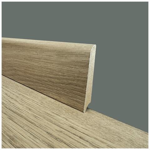 €2,99ml - Battiscopa In Fibra Di Legno Coordinato Gamma Laminati 70x15 Inclinato Vari Decori - Samyeli (cream Oak) - Foto 1