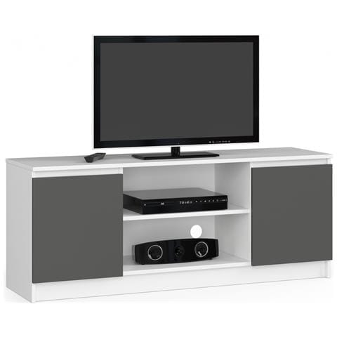 Mobiletto TV, 2 ante, 140x40x55 cm, Colore Bianco e Grigio Grafite - Foto 1
