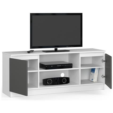 Mobiletto TV, 2 ante, 140x40x55 cm, Colore Bianco e Grigio Grafite - Foto 2