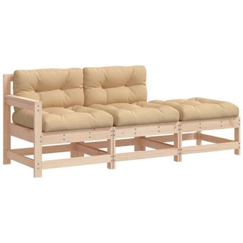 Set Divani Da Giardino 3 Pz Con Cuscini In Legno Massello - Foto 1