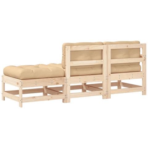 Set Divani Da Giardino 3 Pz Con Cuscini In Legno Massello - Foto 2