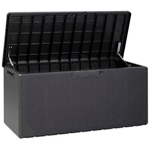 Baule Multiuso Lucchettabile Capienza 340 Lt Con Rotelle Rattan Antracite - Foto 2