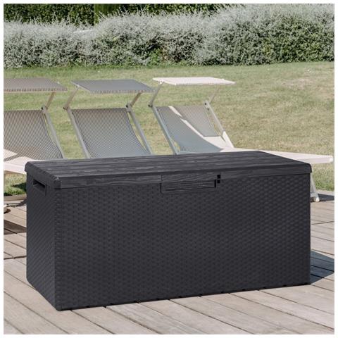 Baule Multiuso Lucchettabile Capienza 340 Lt Con Rotelle Rattan Antracite - Foto 1