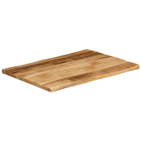 Piano Tavolo Bordi Vivi 70x60x3,8cm Legno Massello Mango Grezzo - Foto 2