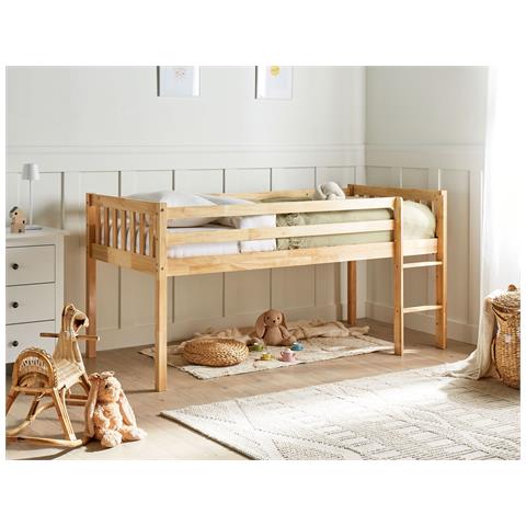 Letto Rialzato Legno Legno Chiaro 90 X 200 Cm Peipin - Foto 1