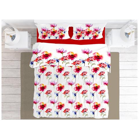 Sacco Copripiumino Federe Letto Matrimoniale Stampa Digitale Cotone Flora - Foto 1