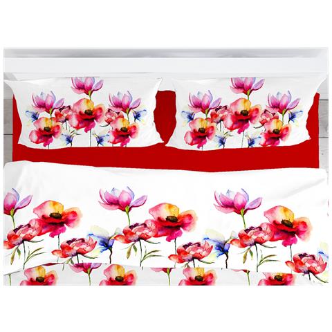 Sacco Copripiumino Federe Letto Matrimoniale Stampa Digitale Cotone Flora - Foto 5