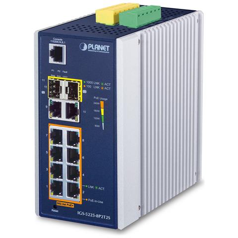IGS-5225-8P2T2S switch di rete Gestito L2+ Gigabit Ethernet (10/100/1000) Supporto Power over Ethernet (PoE) Blu, Bianco - Foto 1